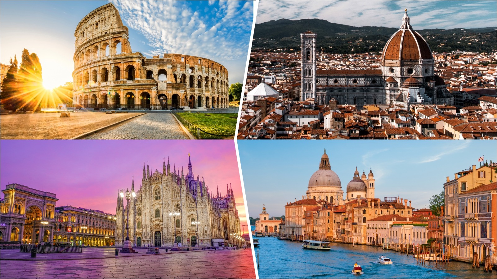 Explore Italy’s iconic cities, Rome, Florence, Milan & Venice
